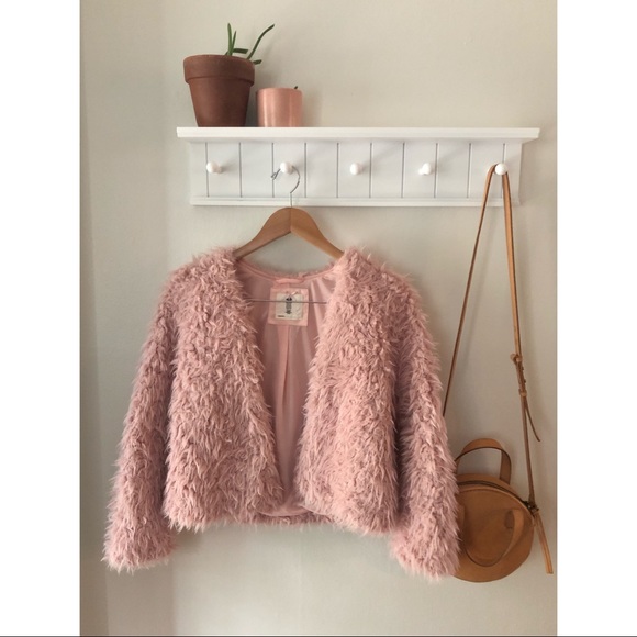 H&M Jackets & Blazers - H&M Mauve Faux Fur Jacket